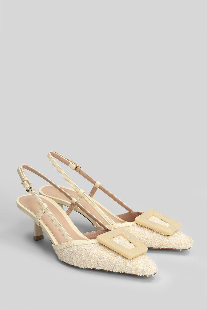 Paloma Pumps Beige Leather And Fabric Scarpe