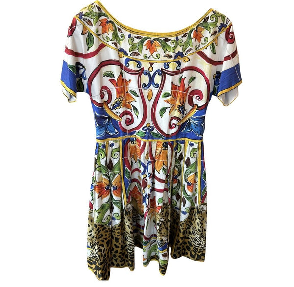 4369b Dress short sleeves multicolor Majolica print