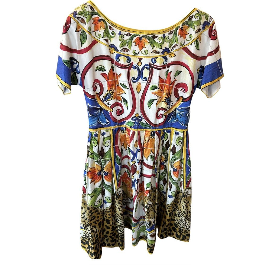 4369b Dress short sleeves multicolor Majolica print