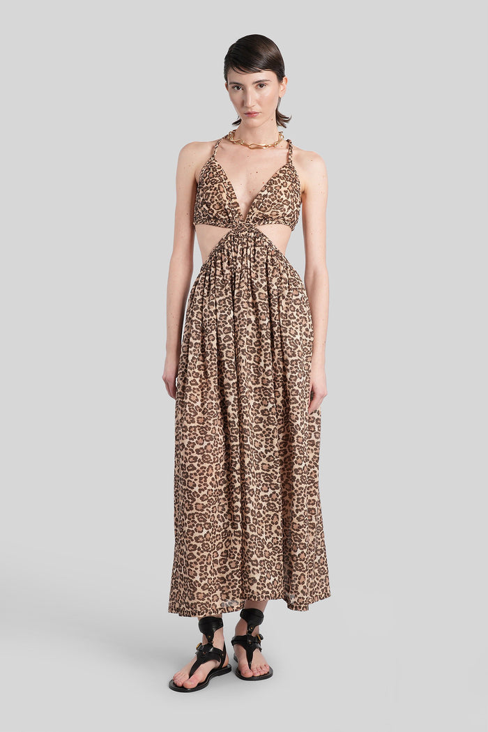 Long dress in Animalier cotton Abbigliamento
