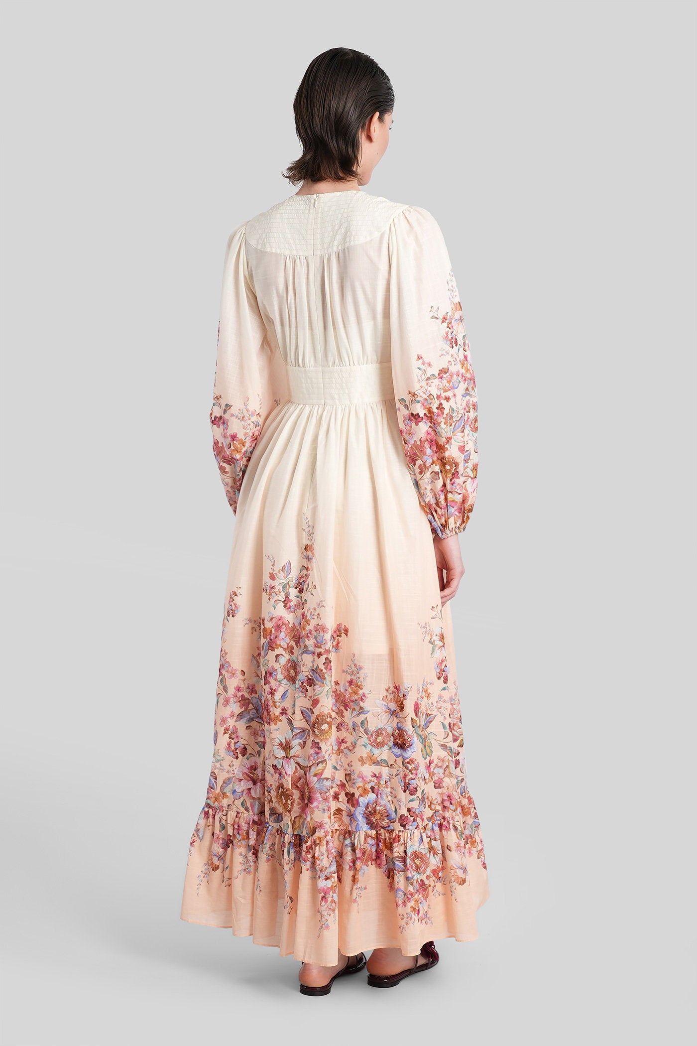 Long dress in beige cotton Abbigliamento