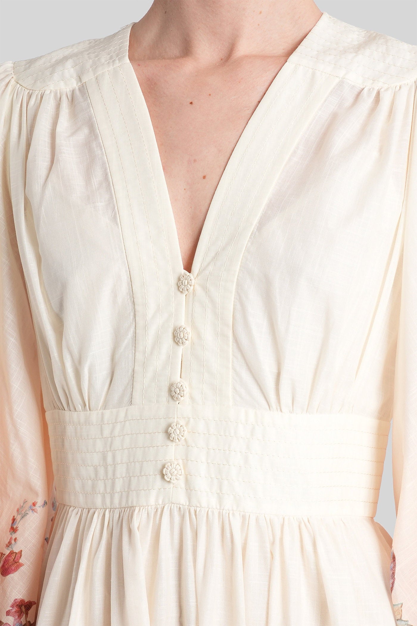 Long dress in beige cotton Abbigliamento