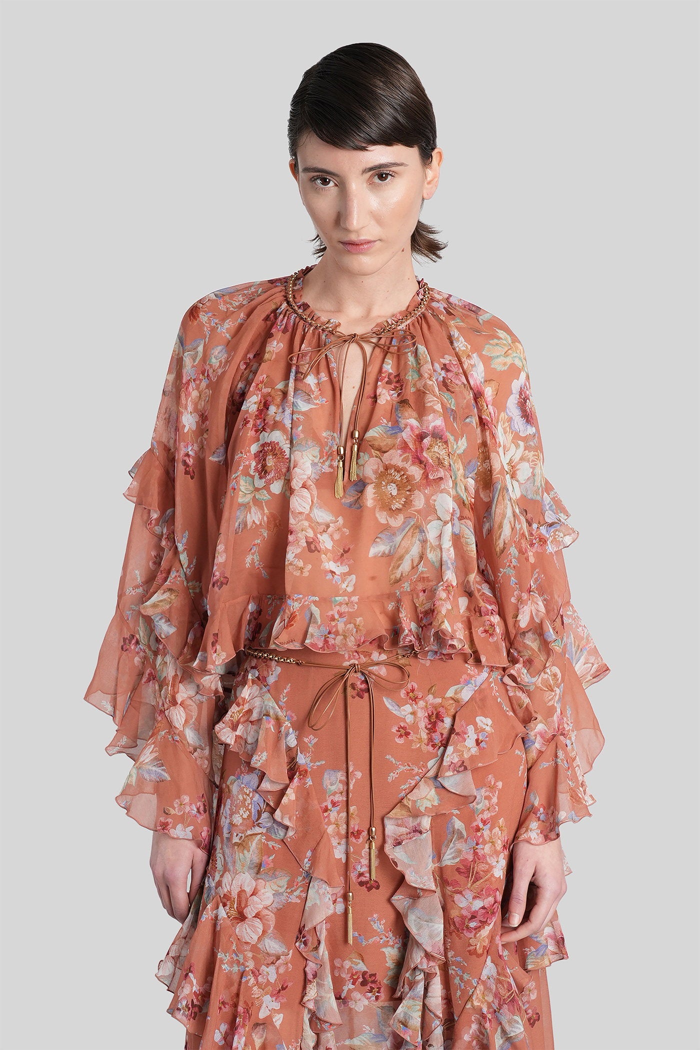 Blouse in brown cotton Abbigliamento