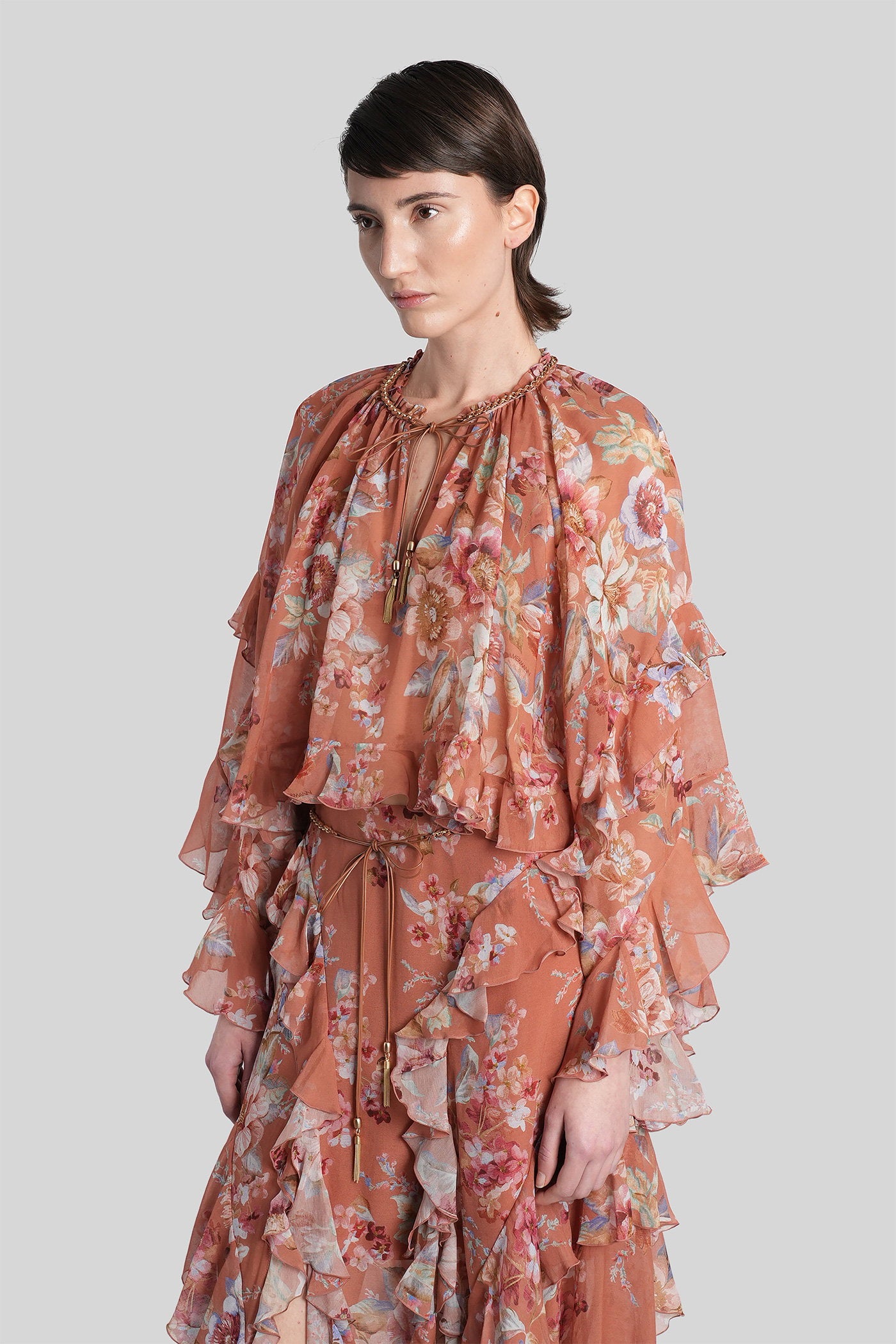 Blouse in brown cotton Abbigliamento