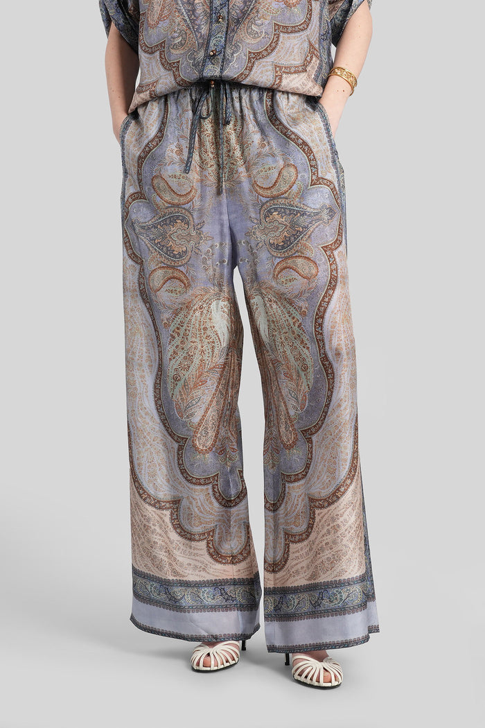 Pants in blue silk Abbigliamento
