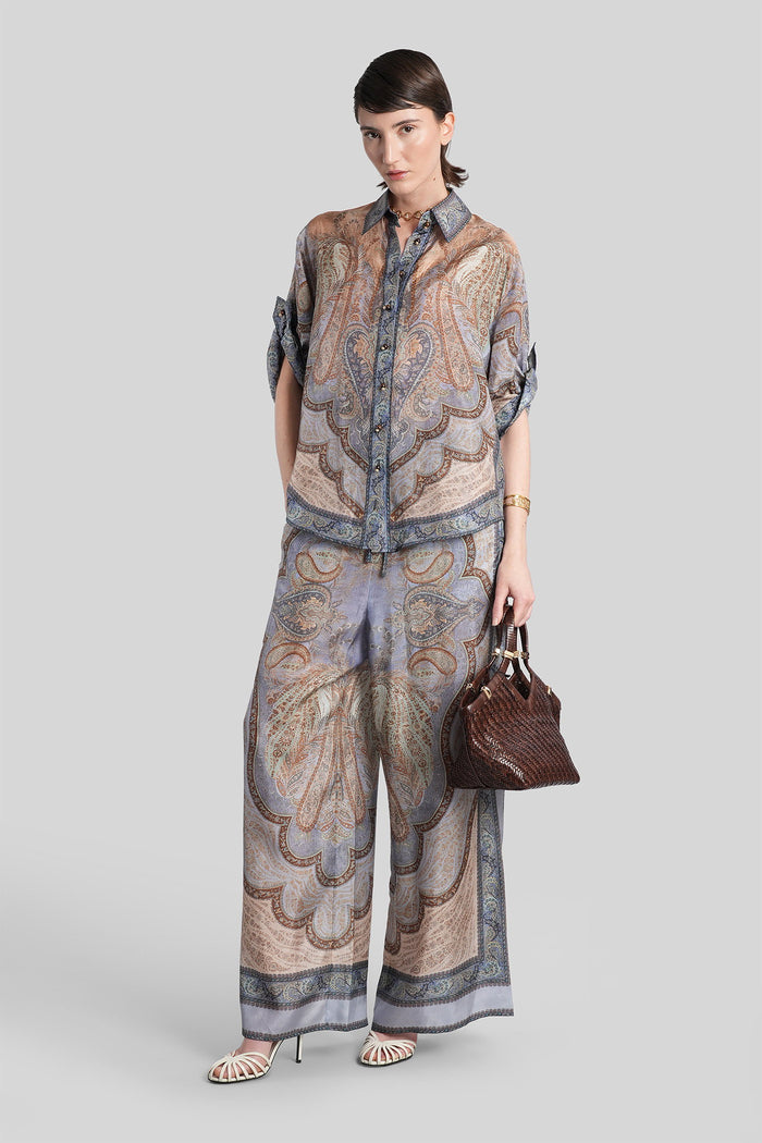 Pants in blue silk Abbigliamento