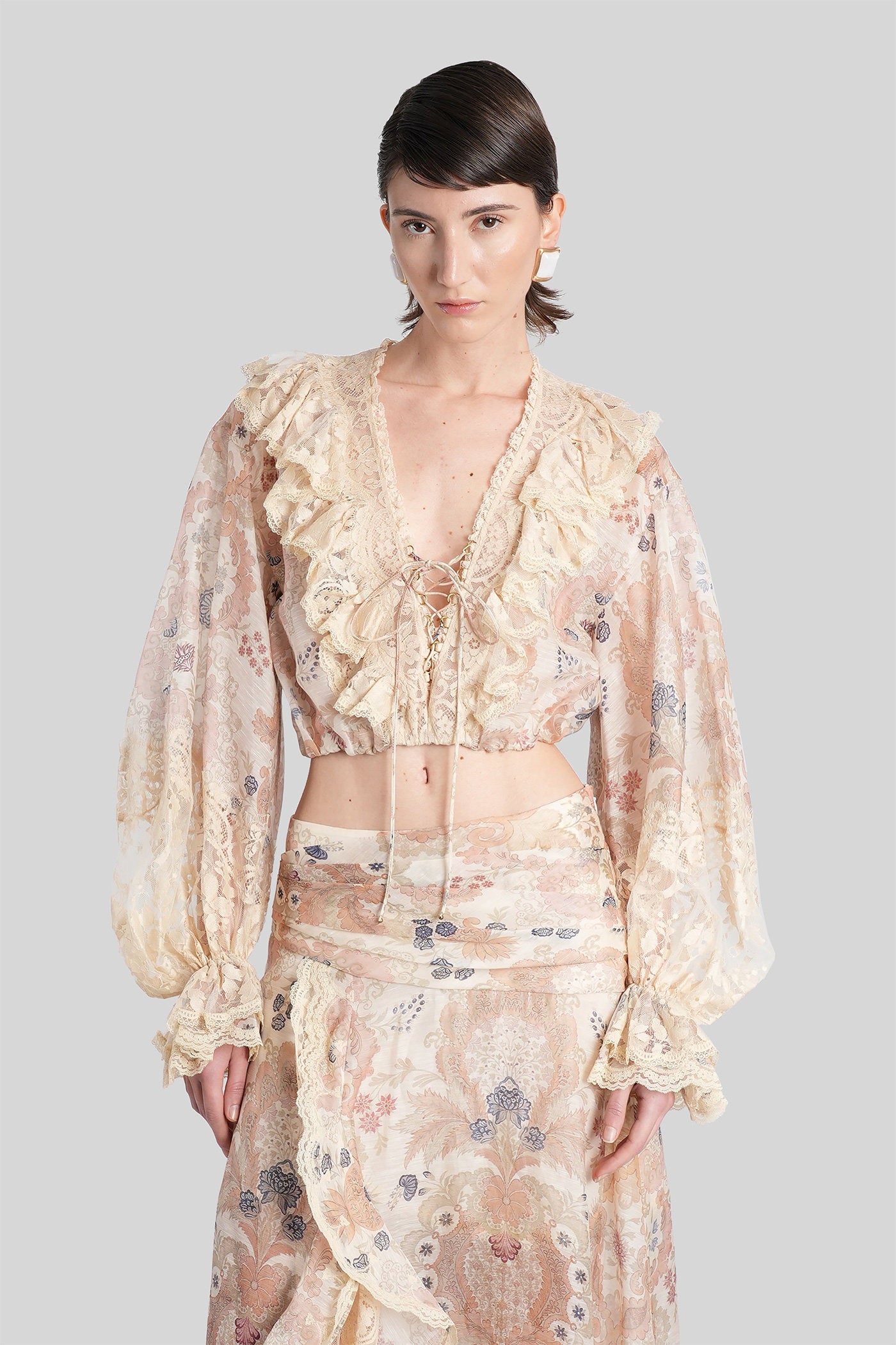 Blouse in beige linen Abbigliamento