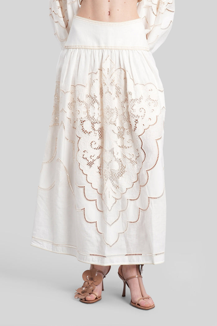 Skirt in white linen Abbigliamento