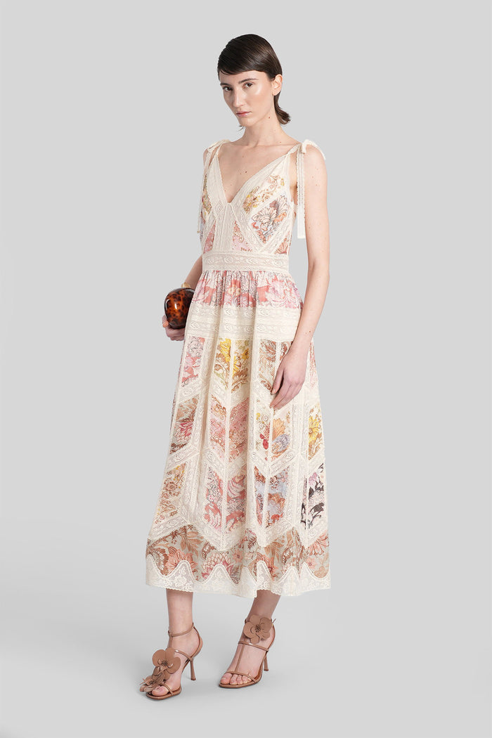 Long Dress Beige Cotton Abbigliamento