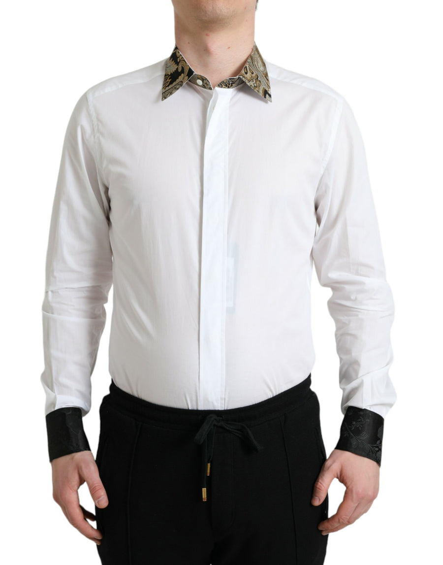 Dolce & Gabbana 90% Cotton 4% Acetate 2% Nylon 2% Polyester 2% Silk dress shirt in white