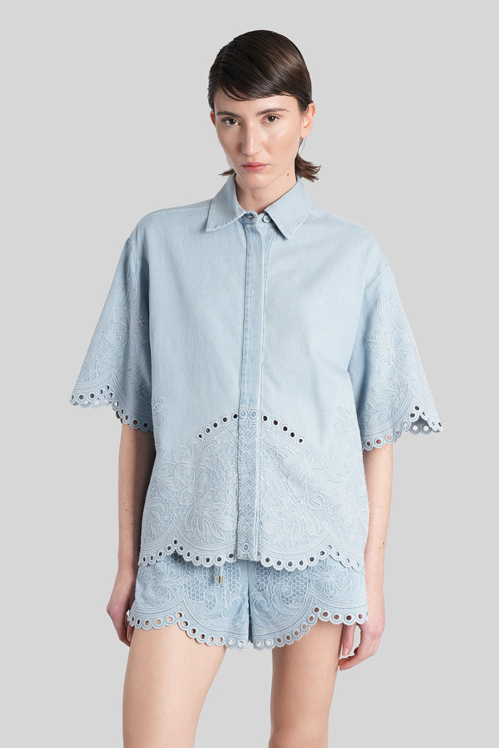 Shirt Cyan Cotton Abbigliamento