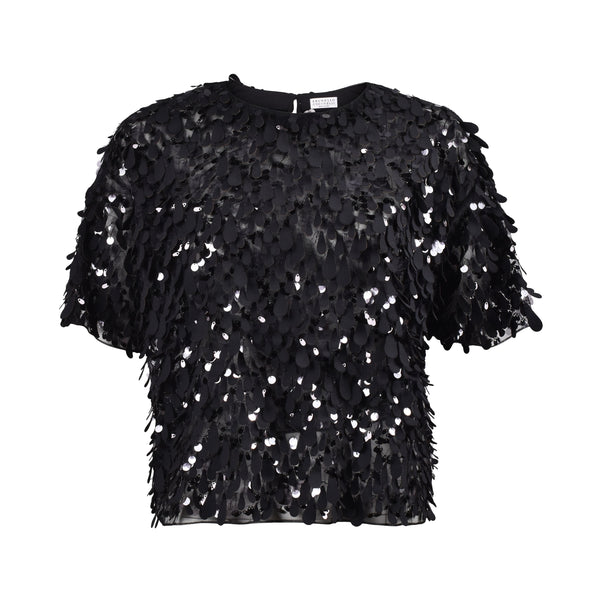 Brunello Cucinelli Womens Black Sequin Embellished Shirt