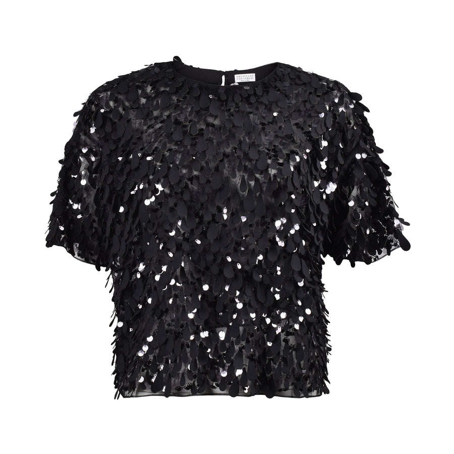 Brunello Cucinelli Womens Black Sequin Embellished Shirt