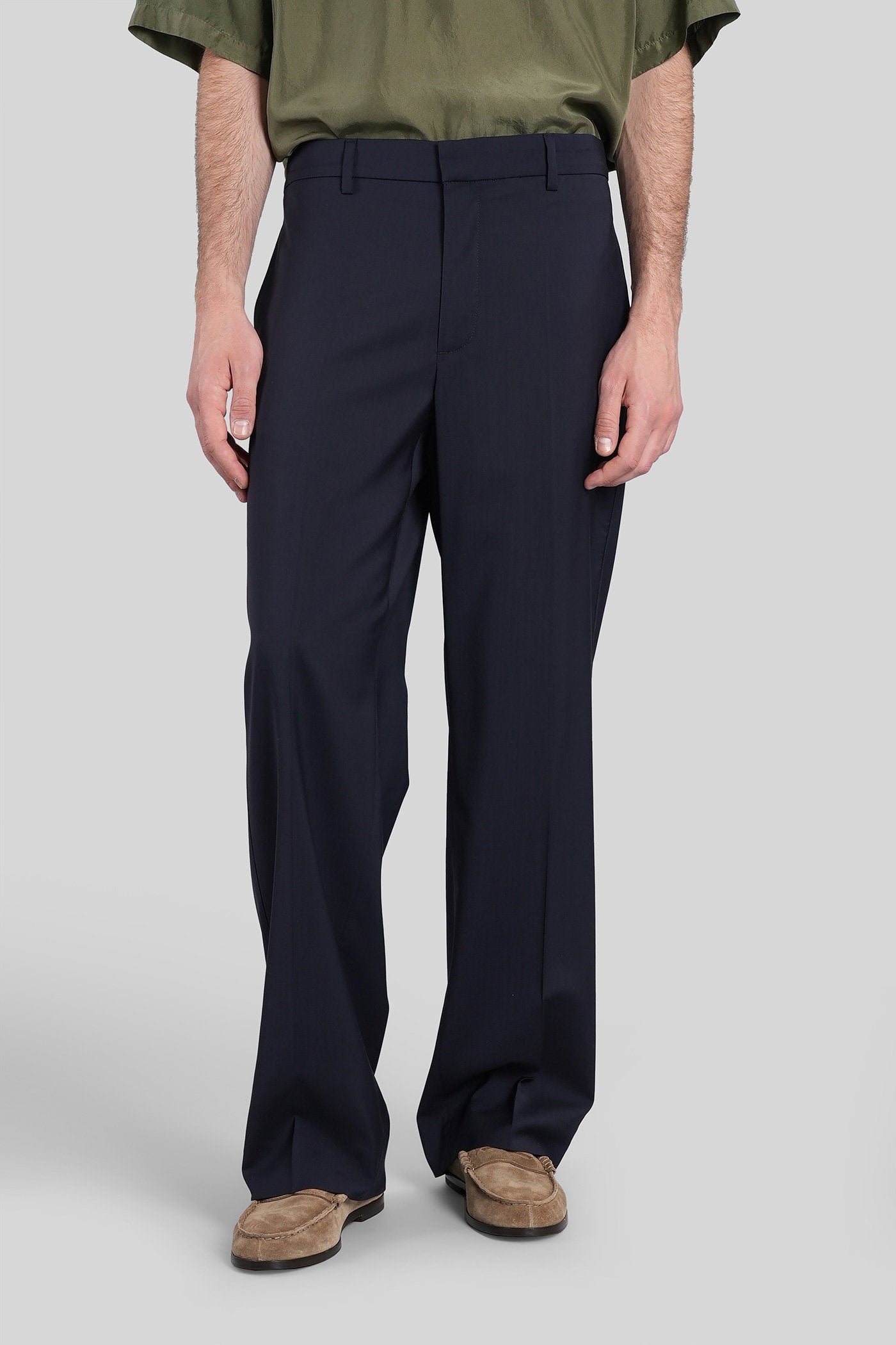 Delfo Pants Blue Wool Abbigliamento