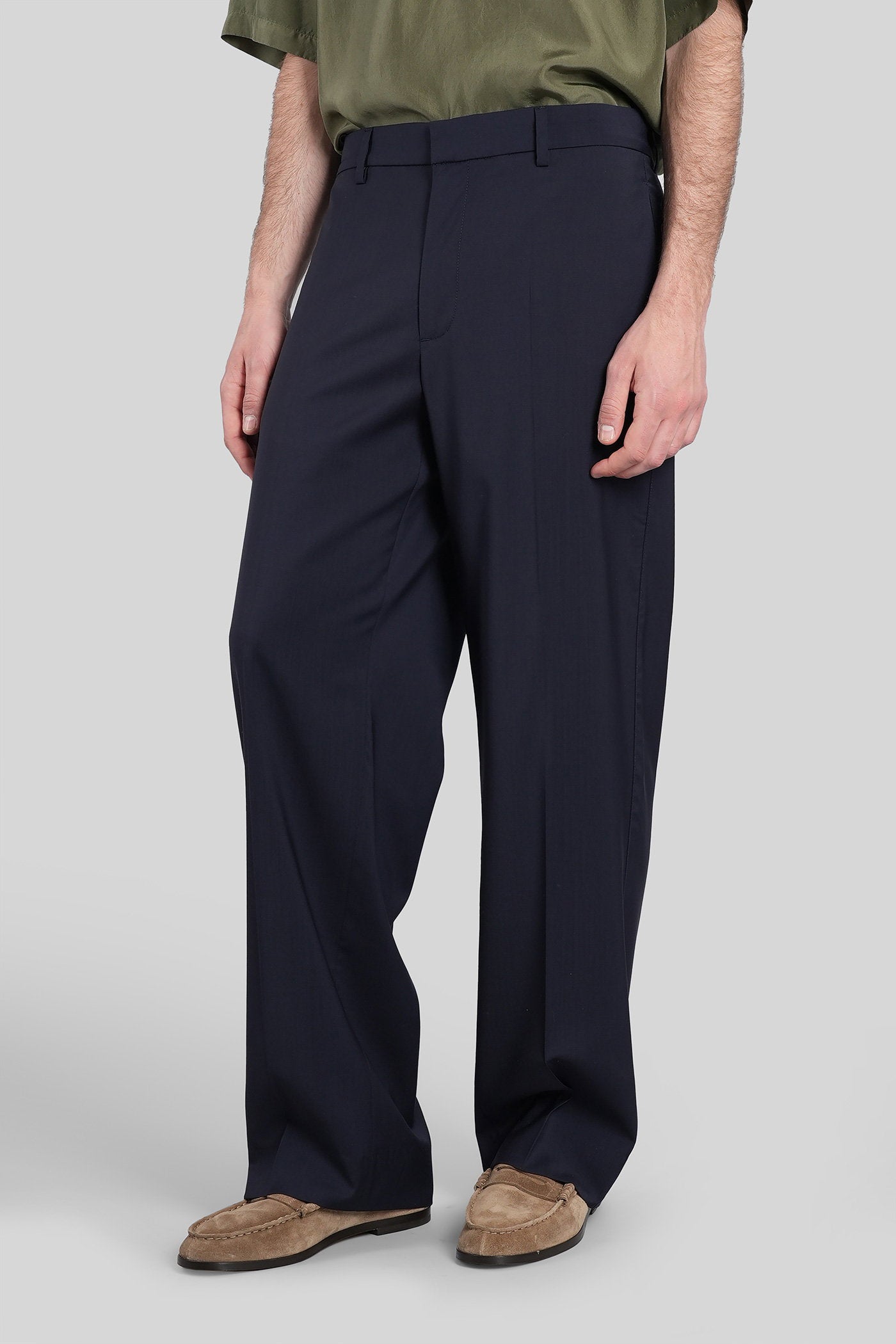 Delfo Pants Blue Wool Abbigliamento