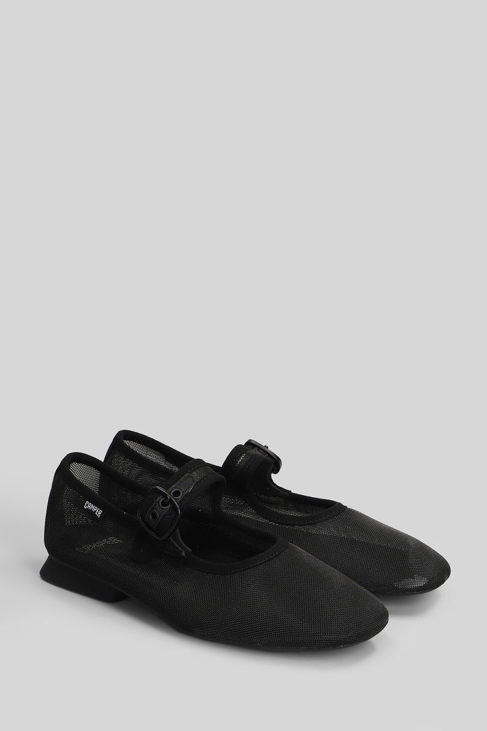 Casi Myra Ballet Flats Black Fabric Scarpe