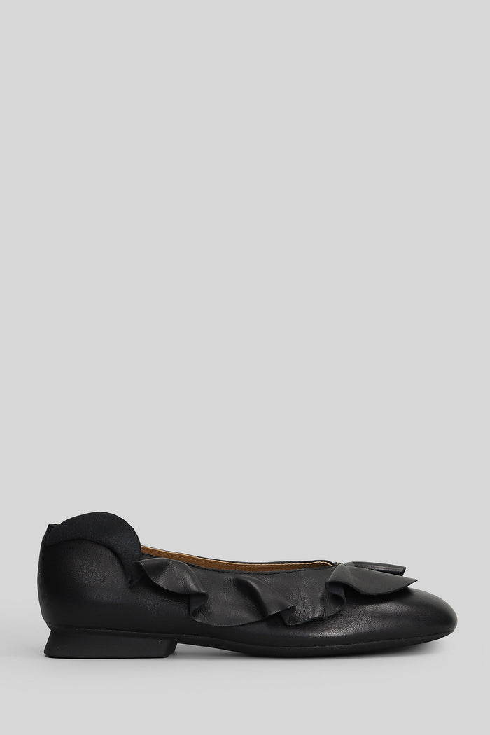 Casi Myra Ballet Flats Black Leather Scarpe