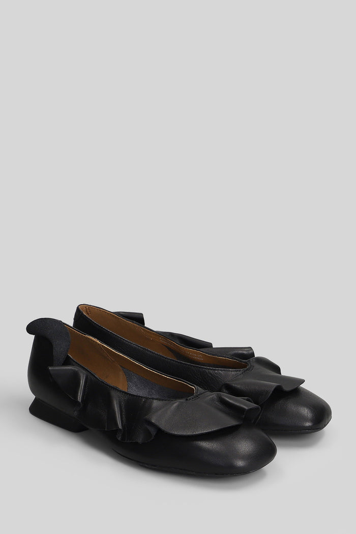 Casi Myra Ballet Flats Black Leather Scarpe