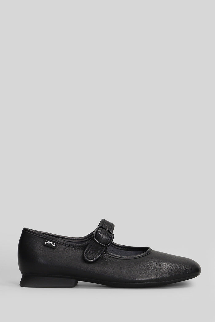 Casi Myra Ballet Flats Black Leather Scarpe