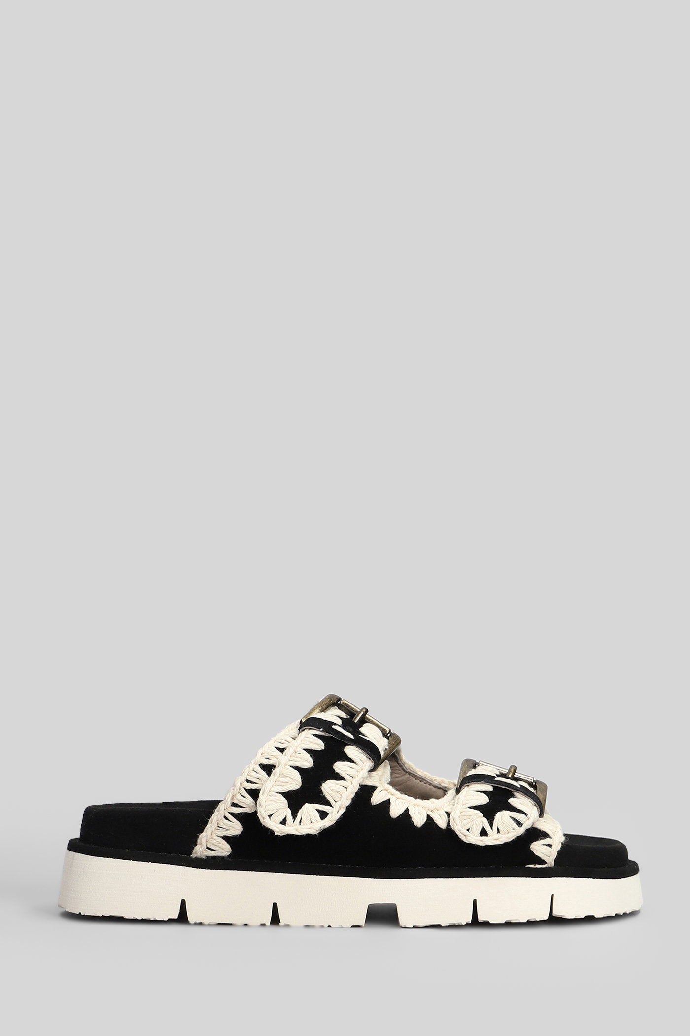 Bio Sandal Flats in black suede Scarpe