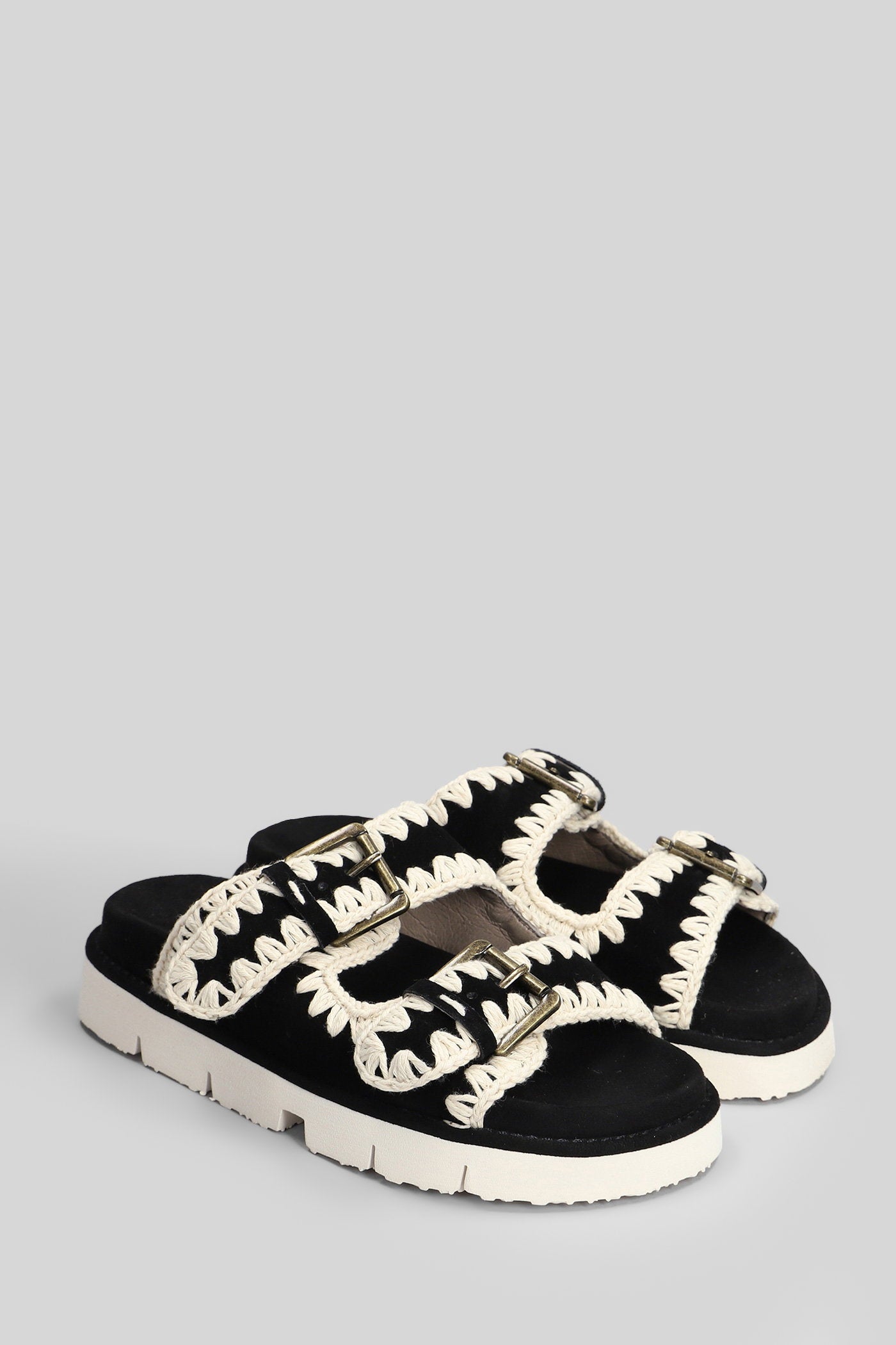 Bio Sandal Flats in black suede Scarpe