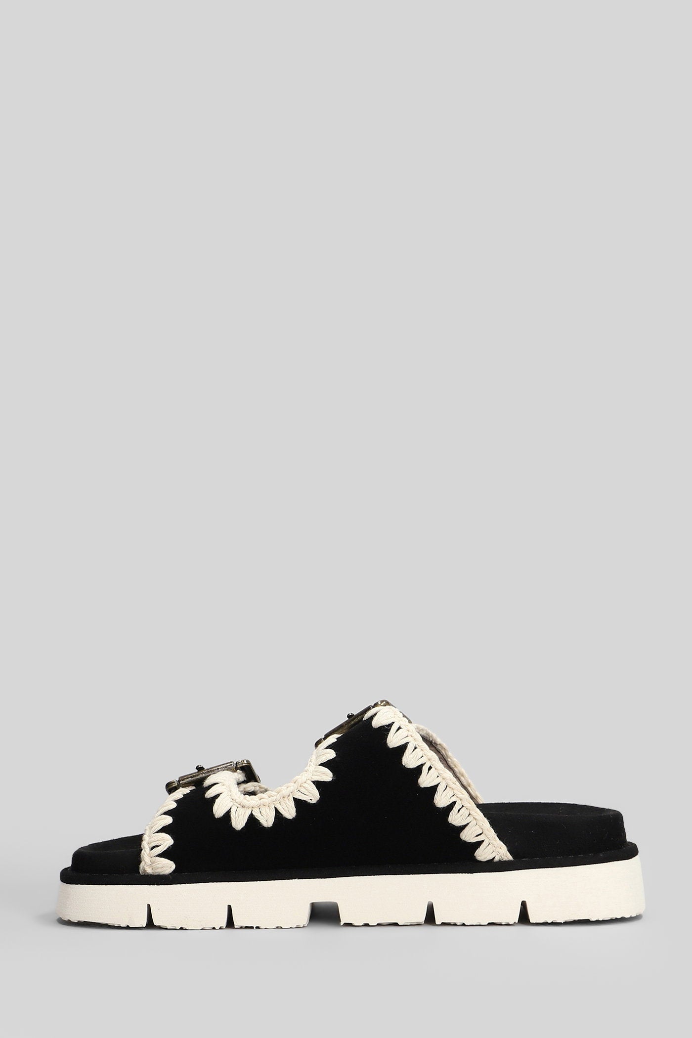 Bio Sandal Flats in black suede Scarpe