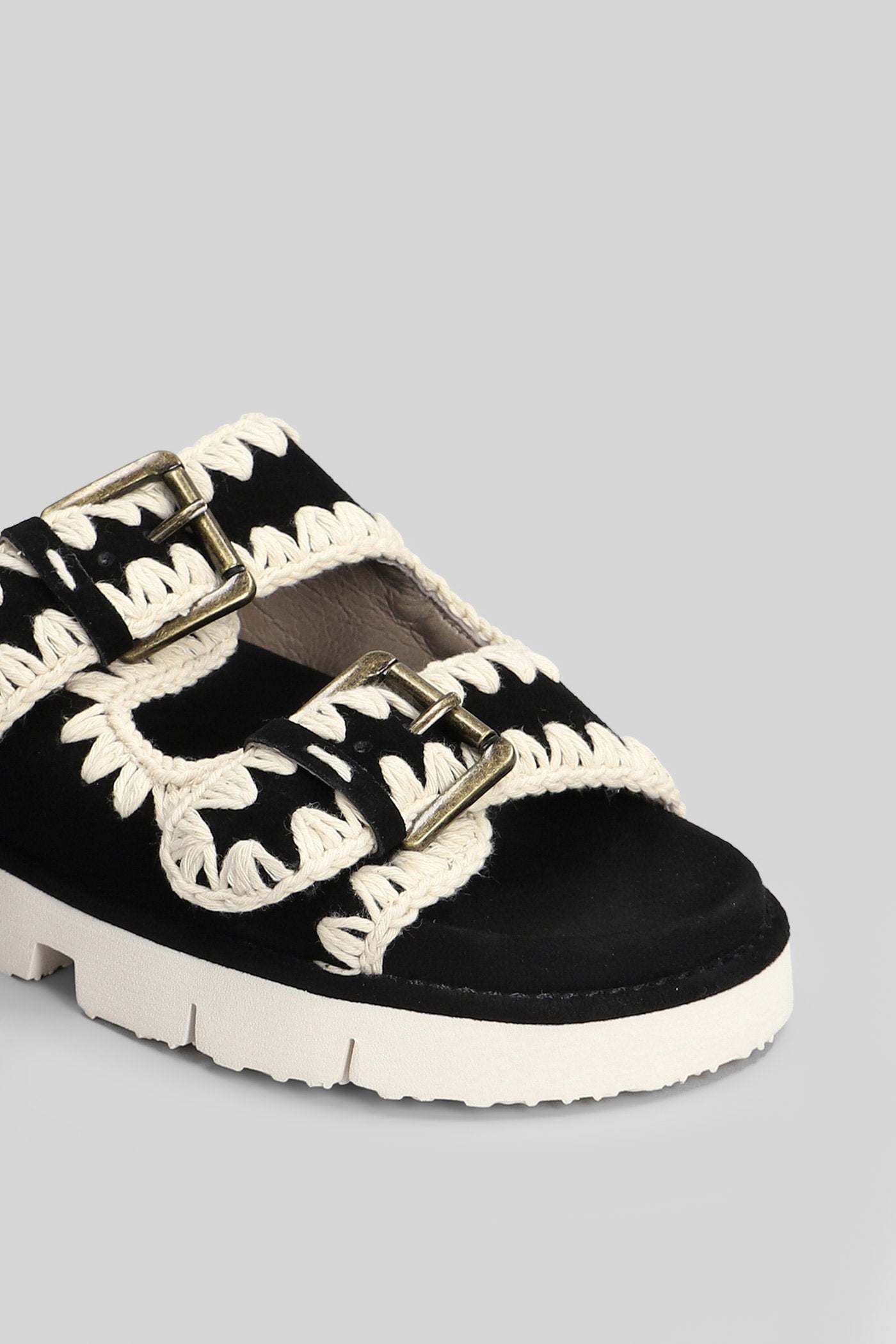 Bio Sandal Flats in black suede Scarpe