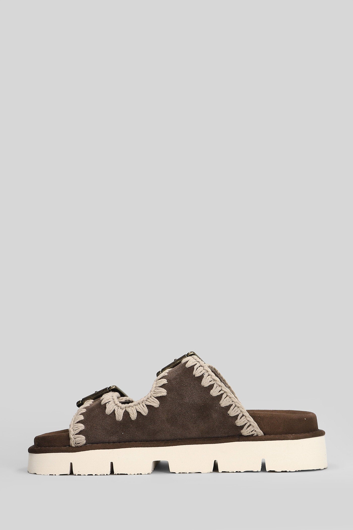 Bio Sandal Flats in brown suede Scarpe