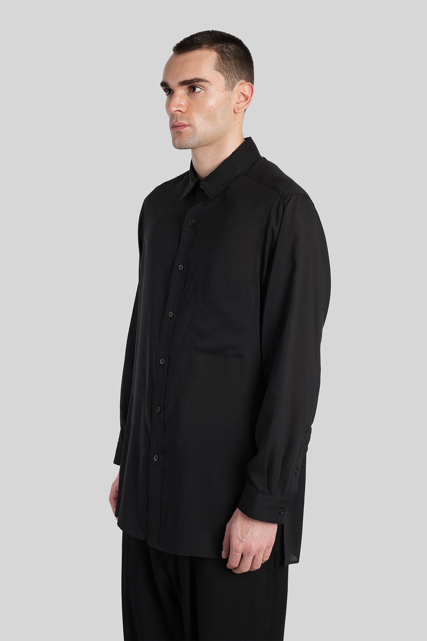 Shirt Black Cellulose Abbigliamento
