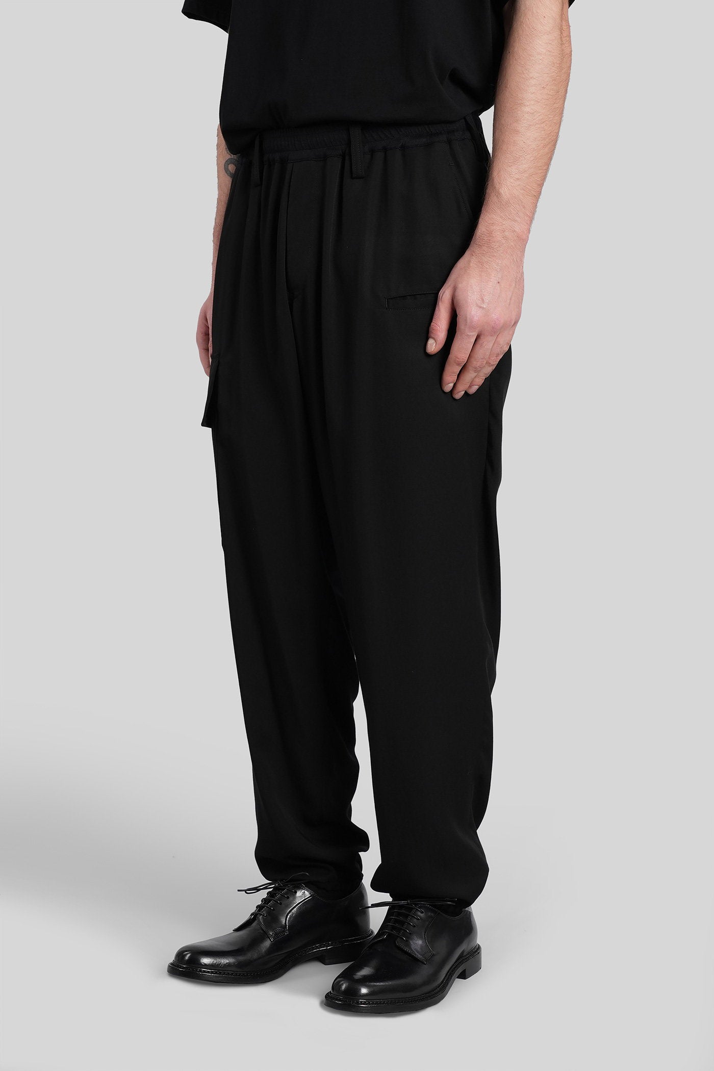 Pants Black Cellulose Abbigliamento