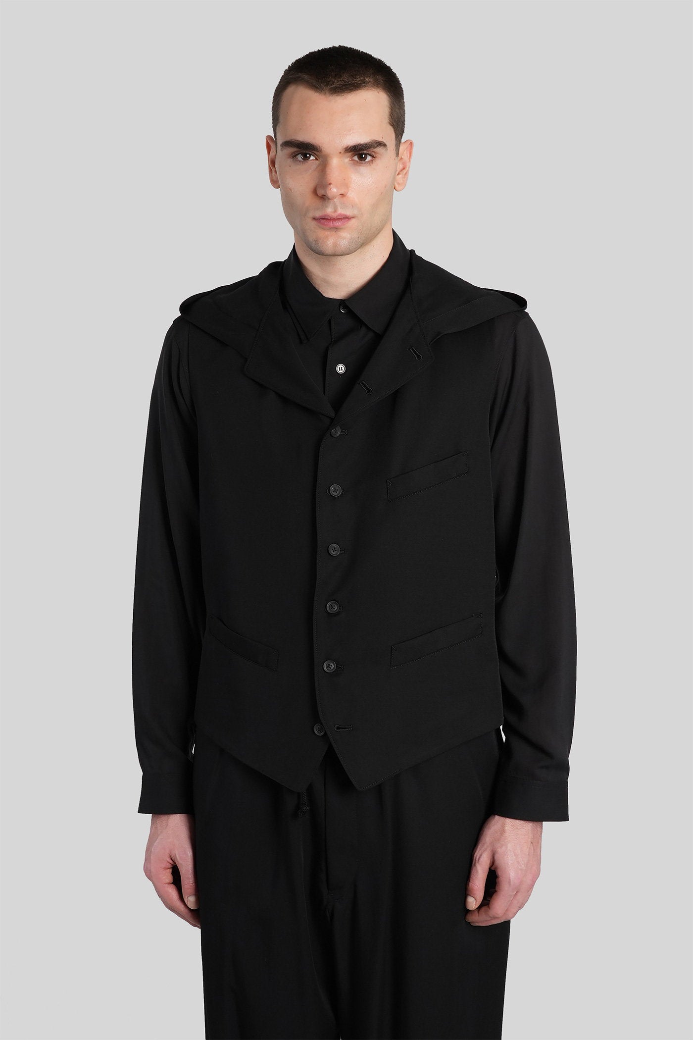 Vest Black Cellulose Abbigliamento