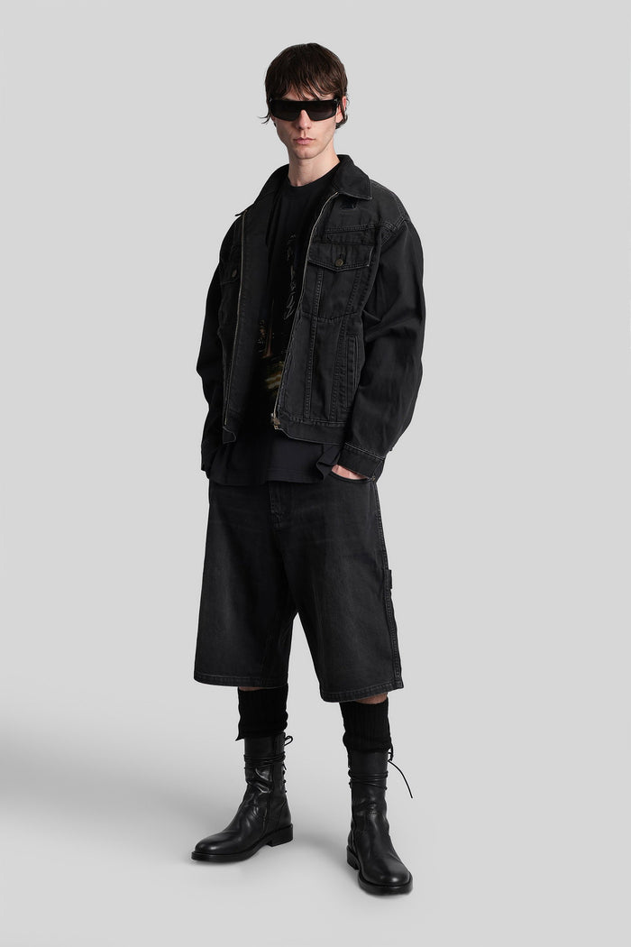 Denim Jackets Black Cotton Abbigliamento