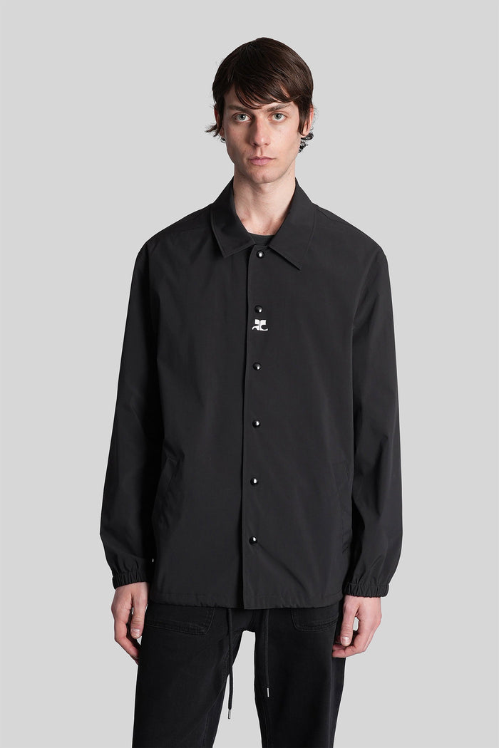 Casual Jacket Black Polyester Abbigliamento