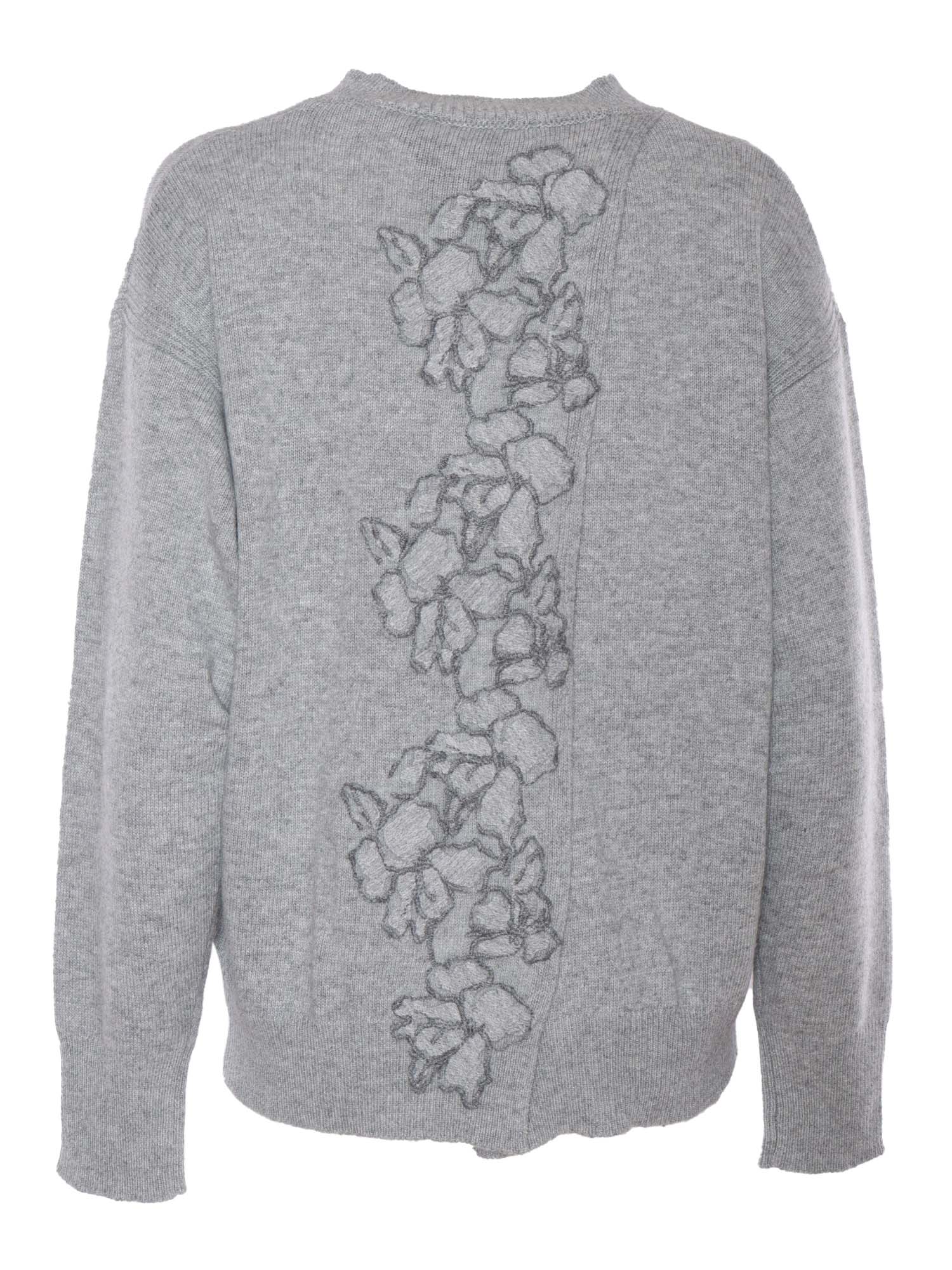 KNITTED FABRIC WITH INSERT Grey Crewneck