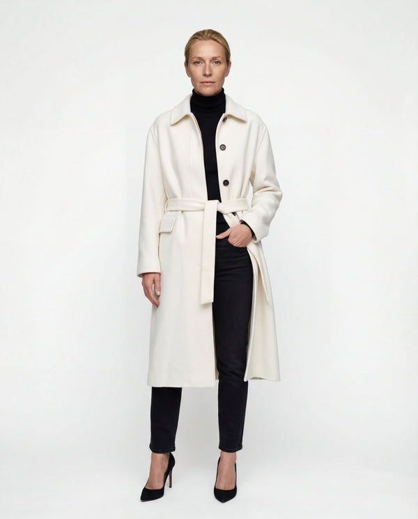 Brunello Cucinelli Womens Off White Cashmere Belted Jacket Clothing