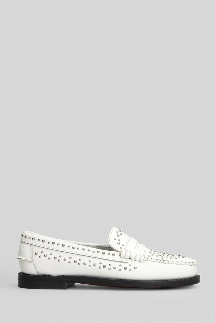 Dan Studs Loafers White Leather Scarpe