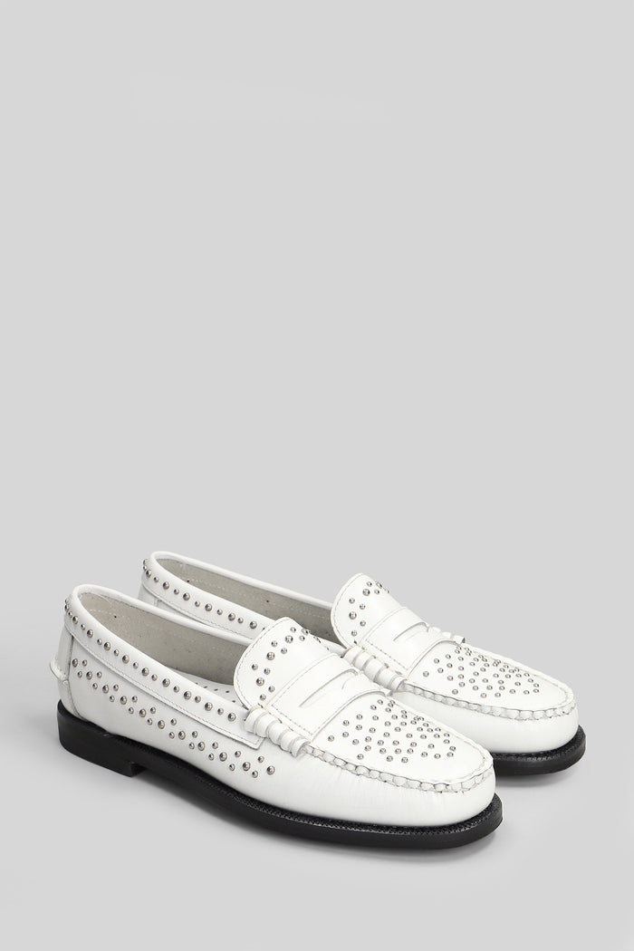 Dan Studs Loafers White Leather Scarpe