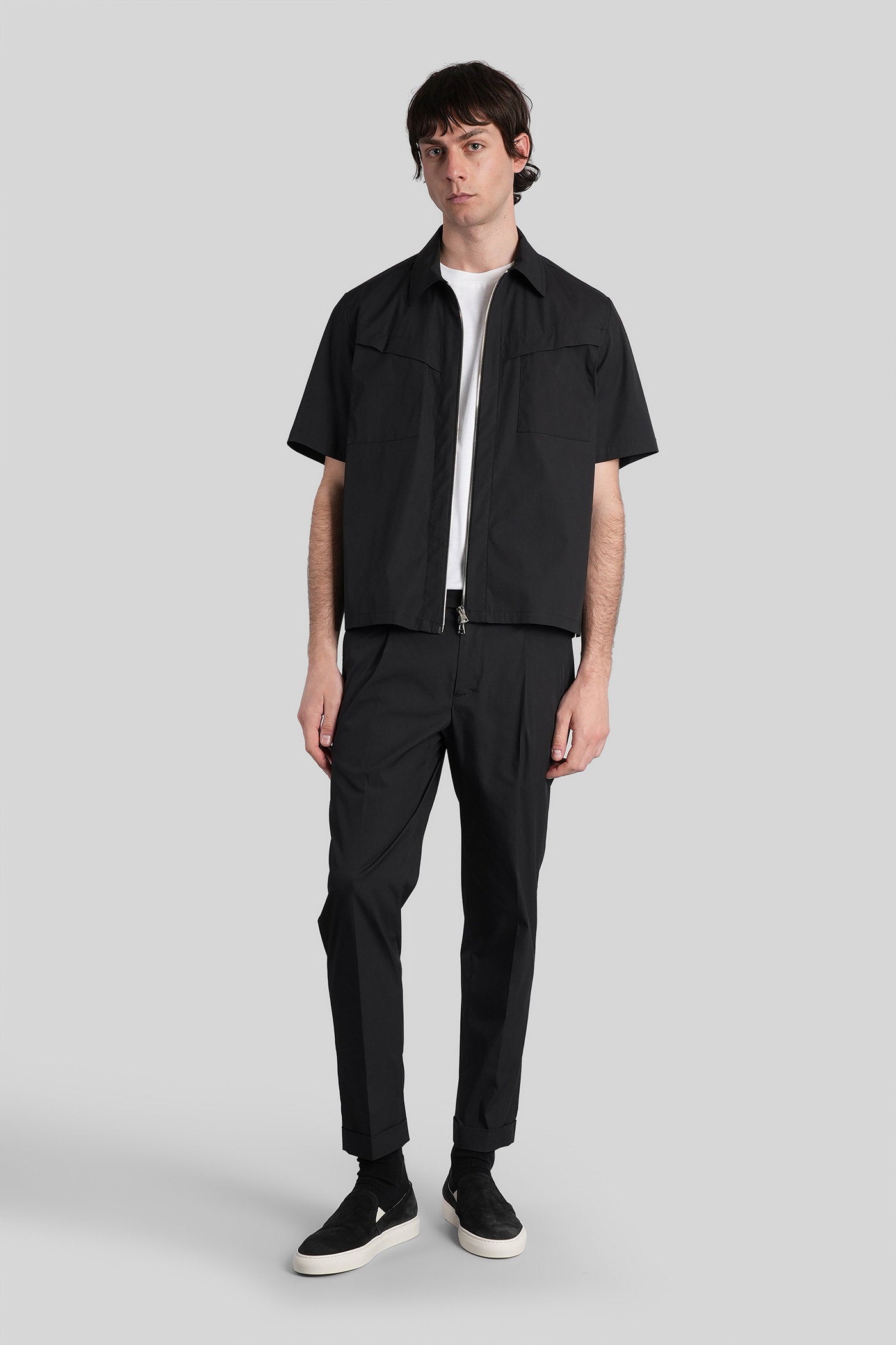 Shirt Zip S162 Black Cotton Abbigliamento