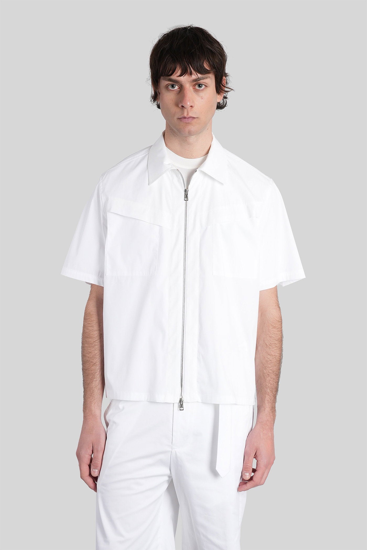 Shirt Zip S162 White Cotton Abbigliamento