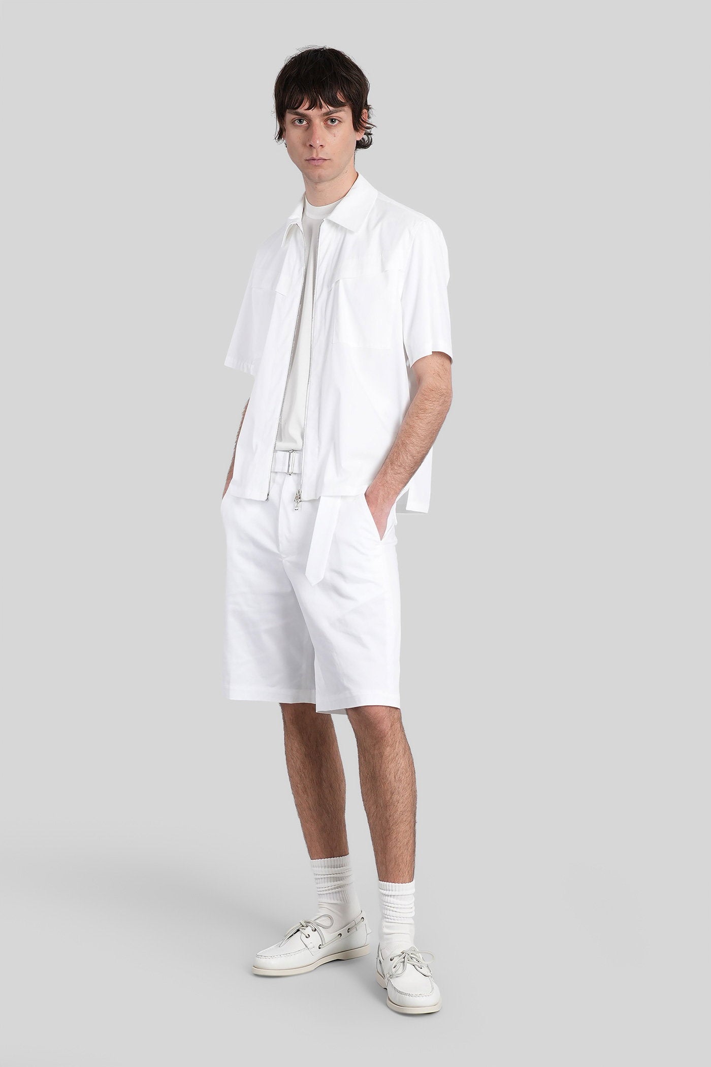 Shirt Zip S162 White Cotton Abbigliamento