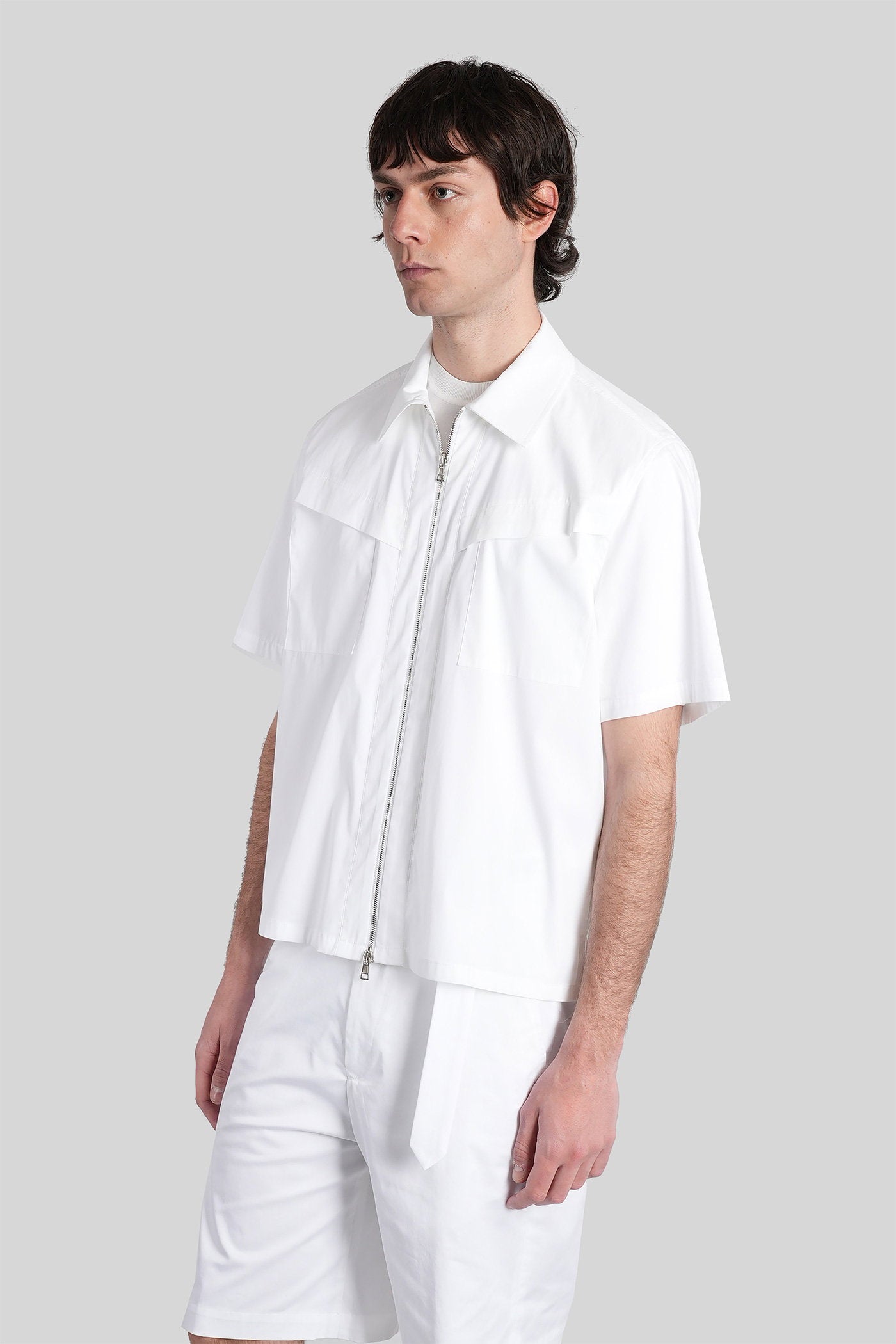 Shirt Zip S162 White Cotton Abbigliamento