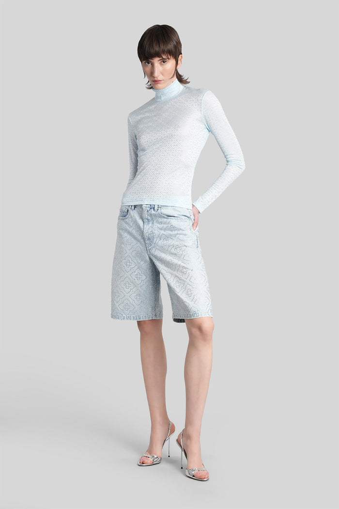 Topwear Cyan Viscose Abbigliamento