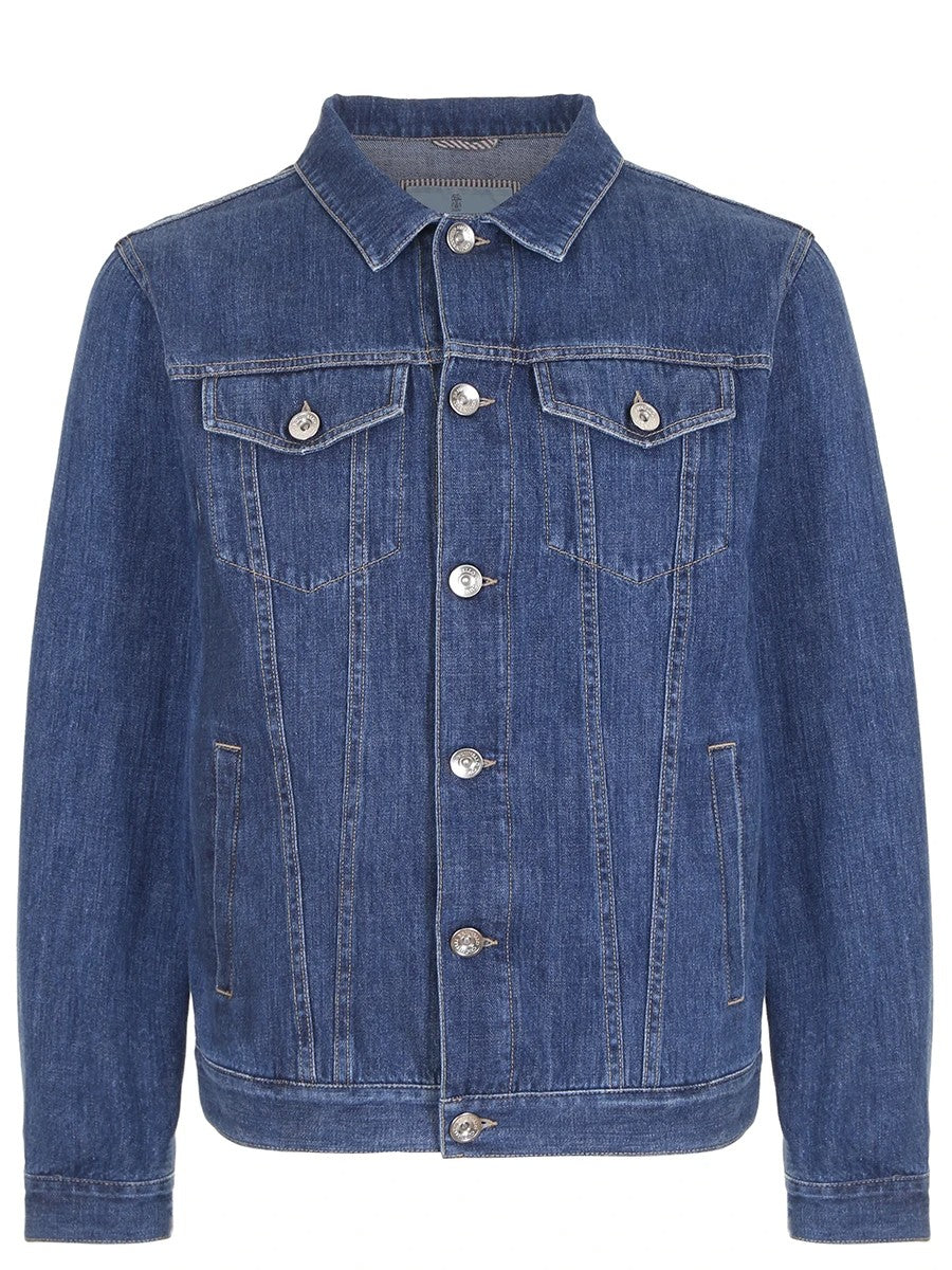Brunello Cucinelli Mens Medium Denim Western-Style Jacket Clothing