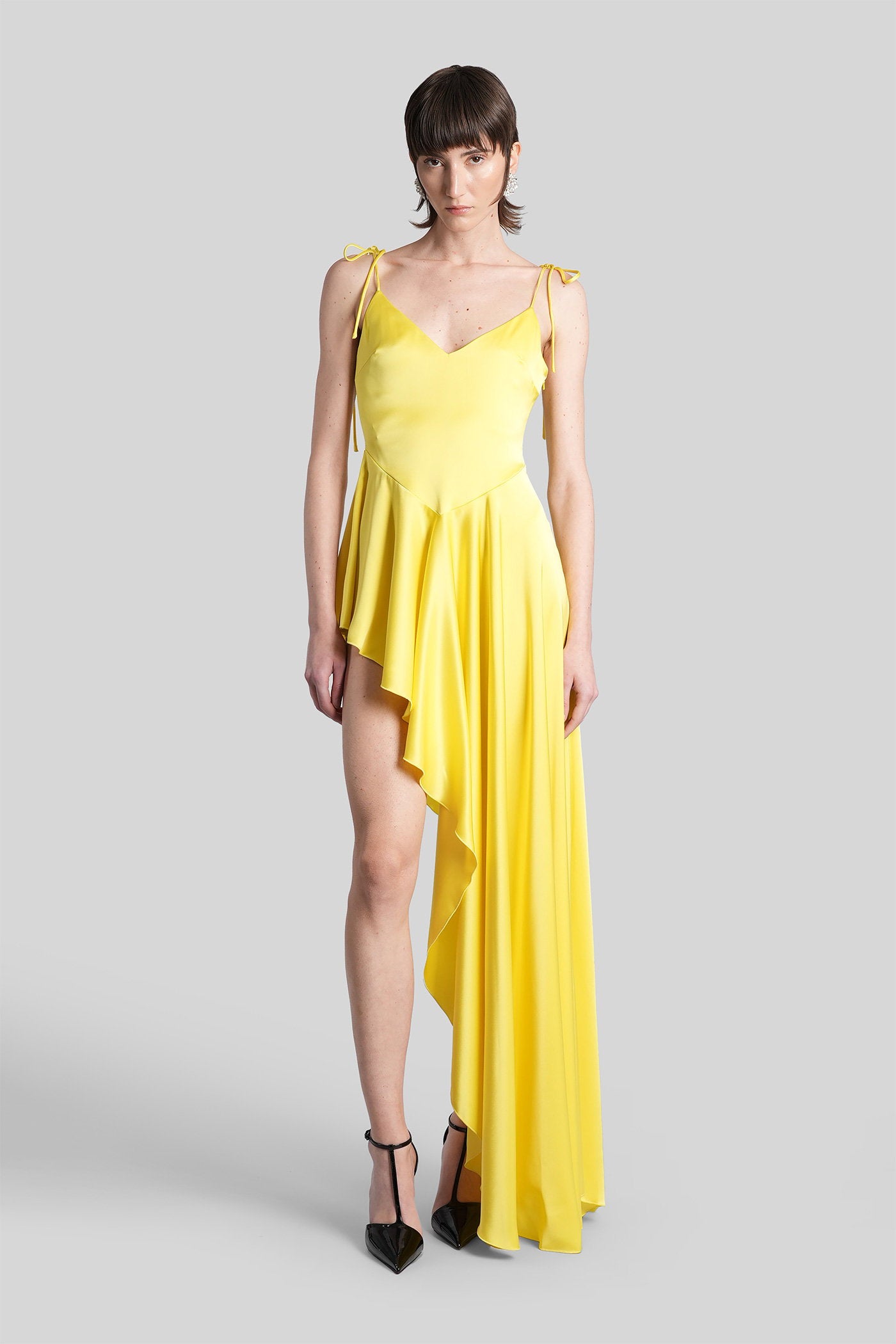 Long Dress Yellow Triacetate Abbigliamento