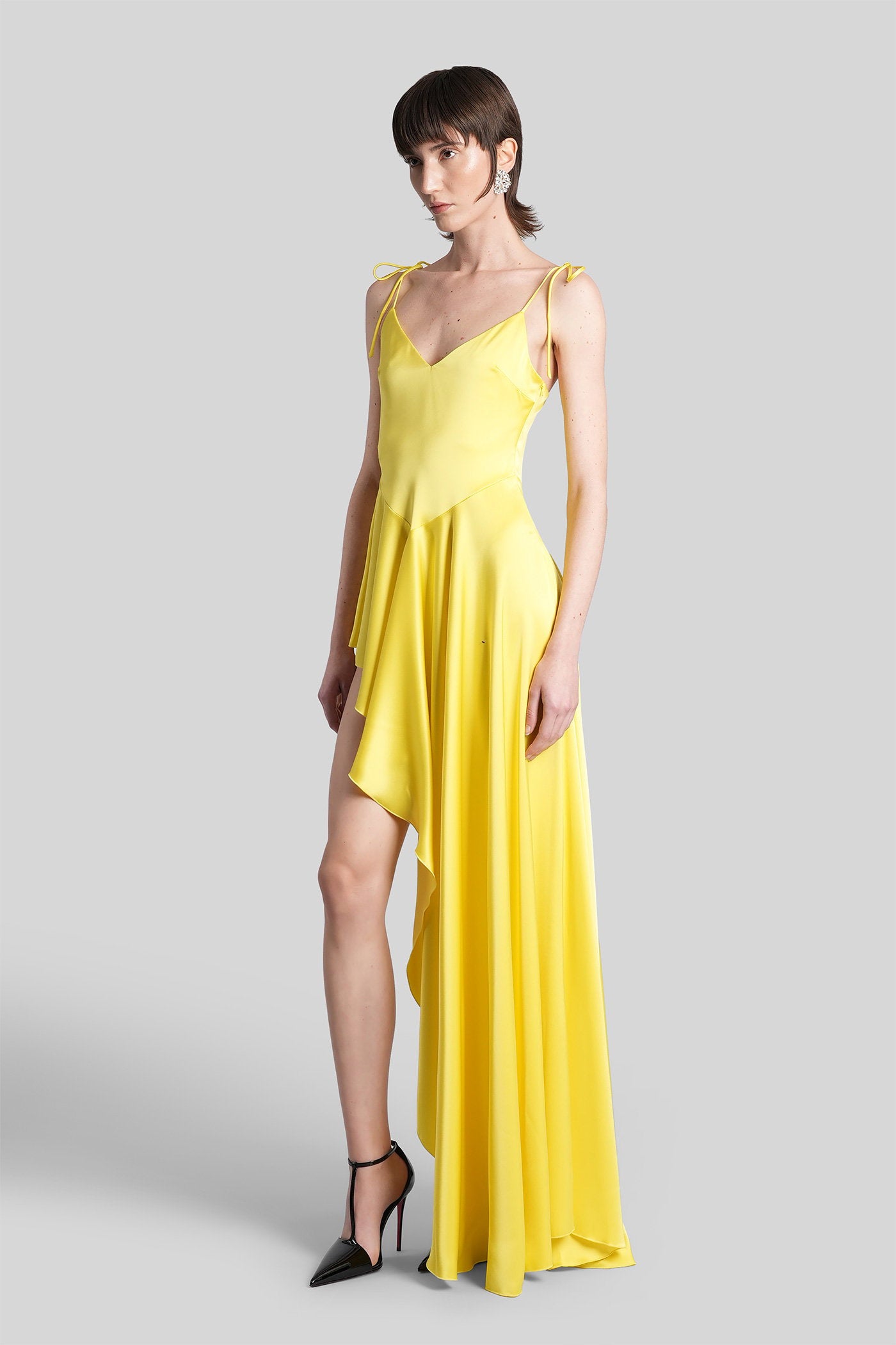 Long Dress Yellow Triacetate Abbigliamento