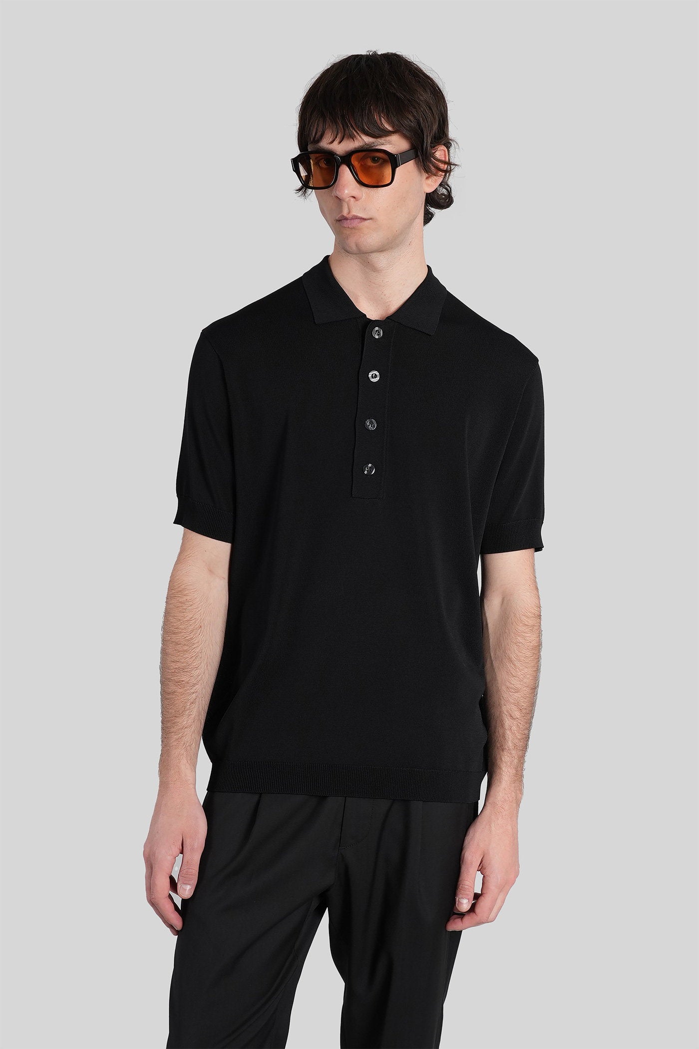 K194 Polo Black Viscose Abbigliamento