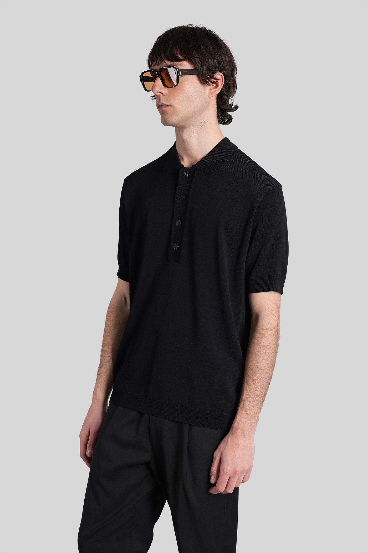 K194 Polo Black Viscose Abbigliamento