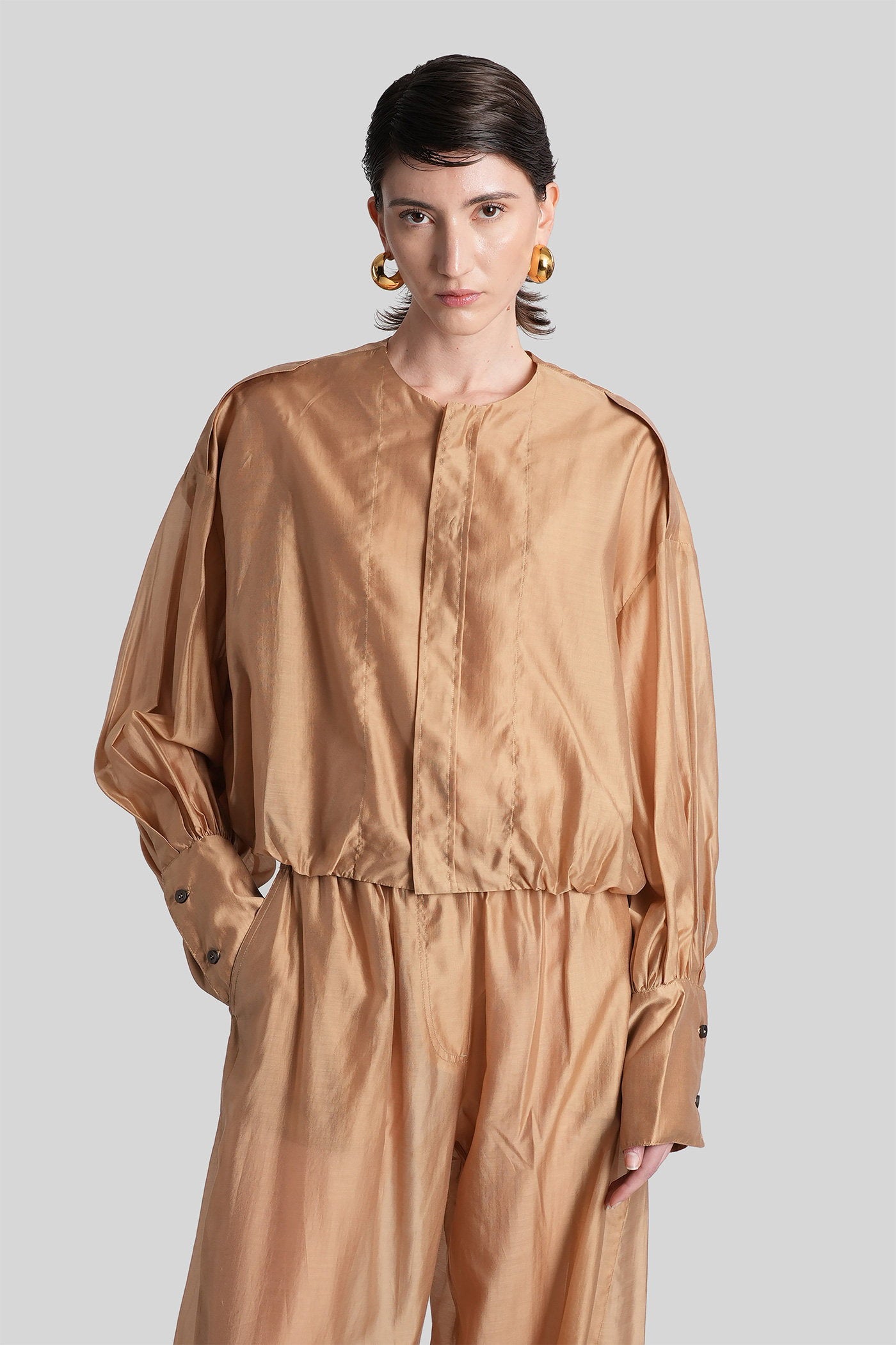 Diana 4007 Shirt Beige Wool And Polyester Abbigliamento