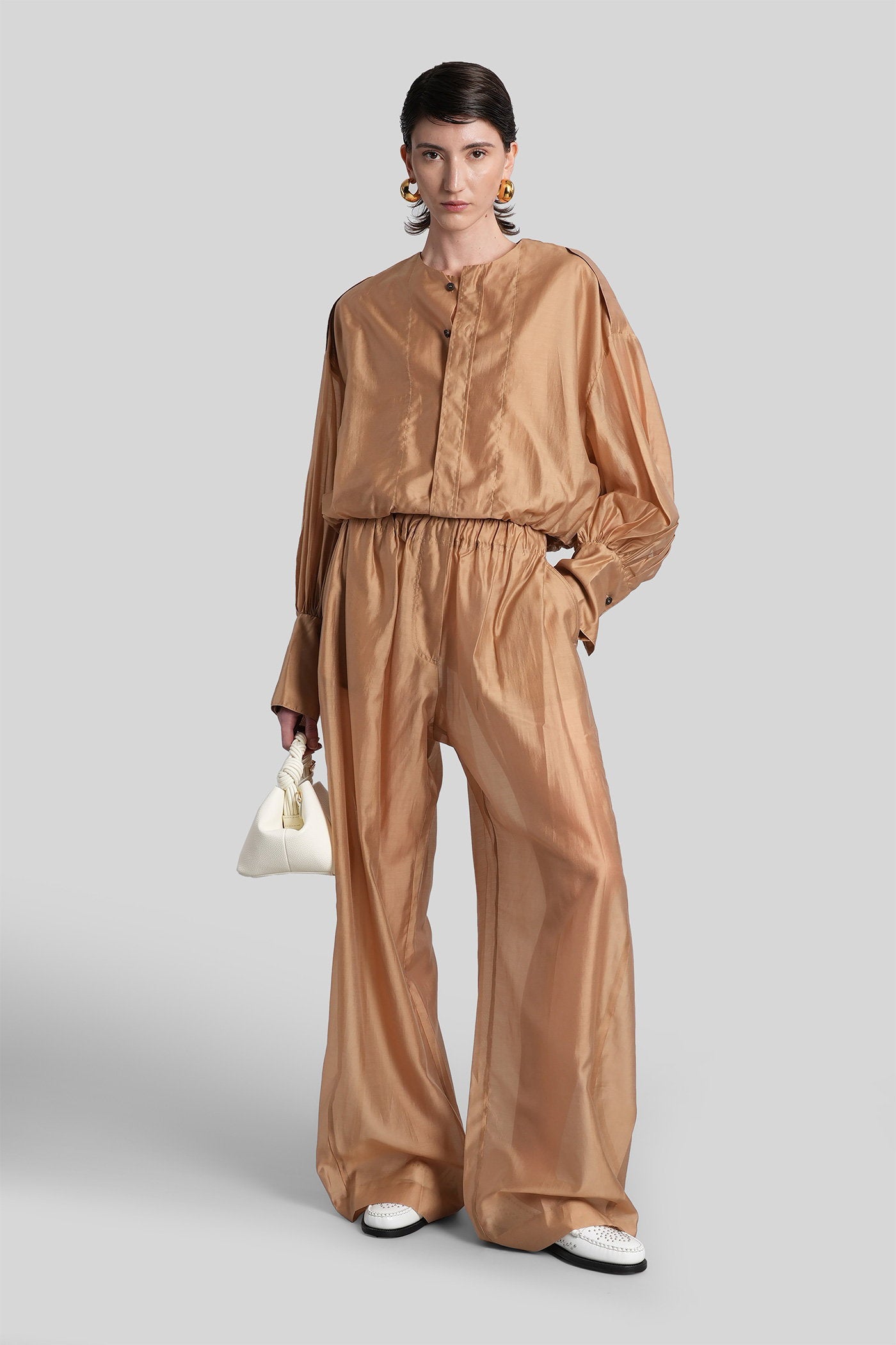 Diana 4007 Shirt Beige Wool And Polyester Abbigliamento