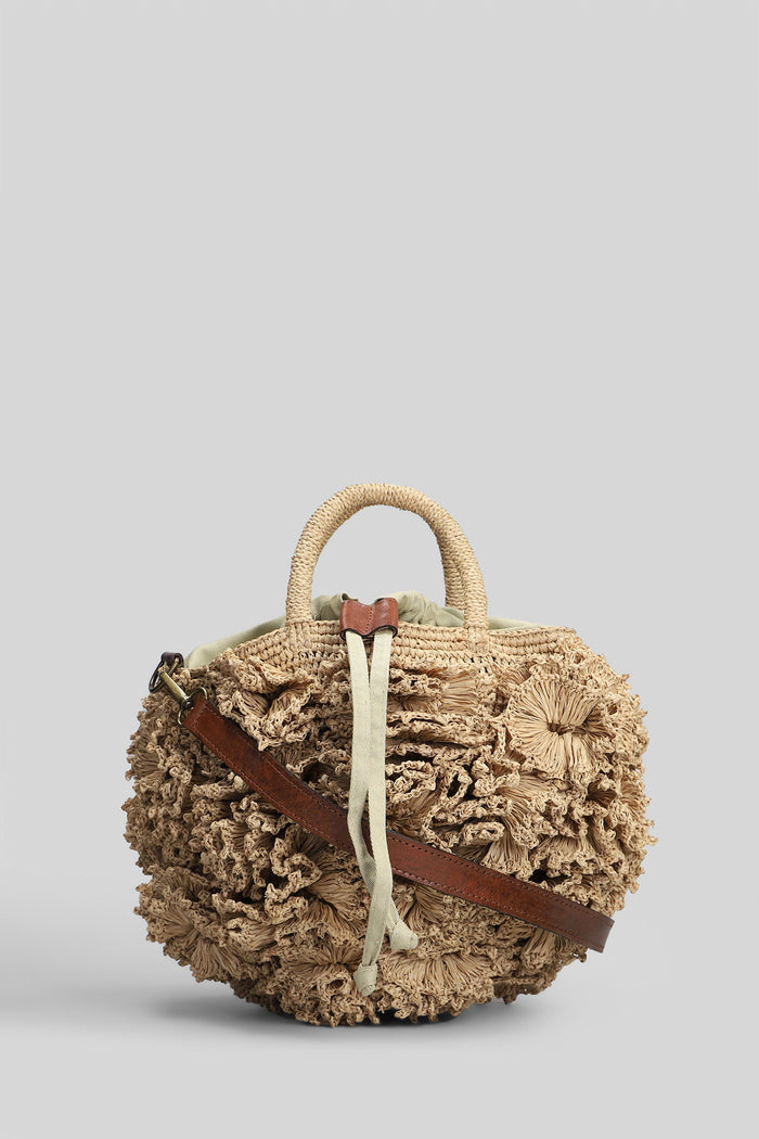 Coral Shoulder Bag Beige Raffia Borse